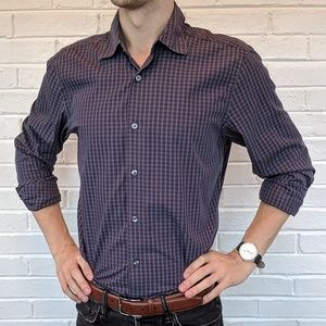 GAP, purple, checkered, button-down dress shirt